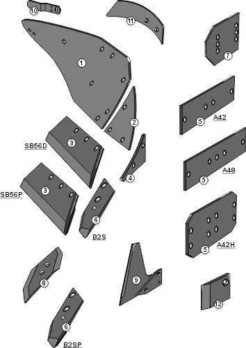 Explosionszeichnung Lemken Pflugkörper Typ W52